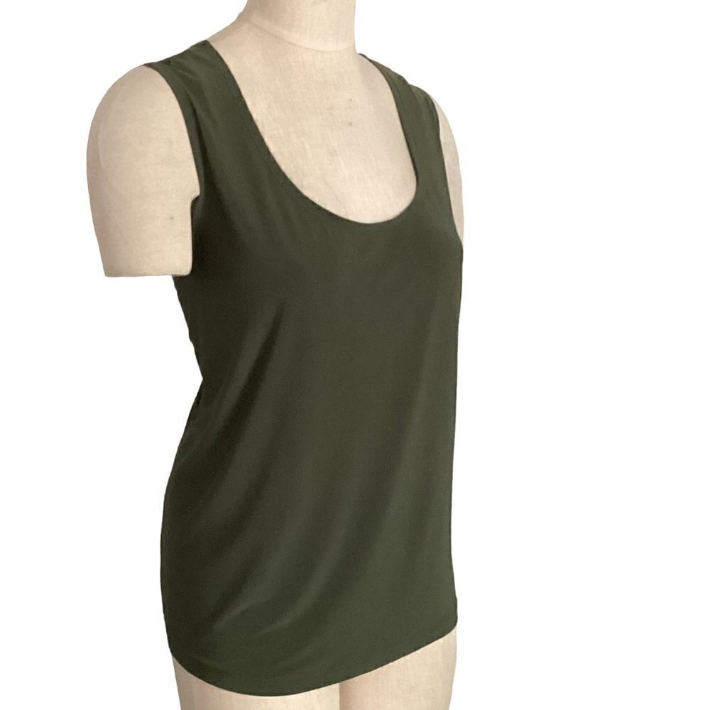 Slinky Brand Lightweight Stretch Scoop‎ Neck Tank Top Plus Sz 2X Green #156L